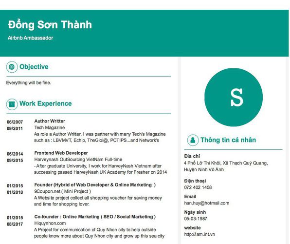 Mẫu CV Airbnb Ambassador
