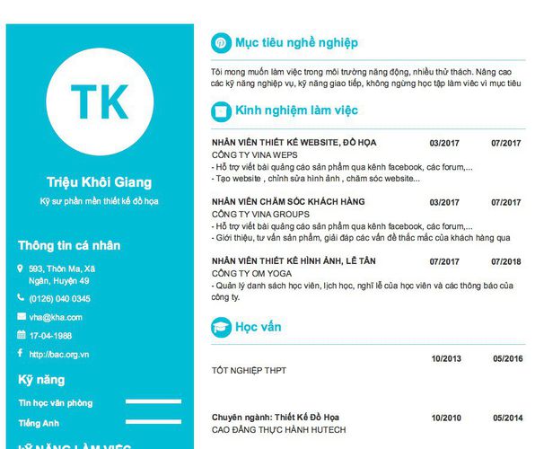Mẫu CV Kỹ sư phần mền thiết kế đồ họa