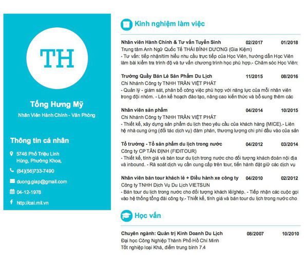 Mẫu CV Nhân Viên Hành Chính - Văn Phòng