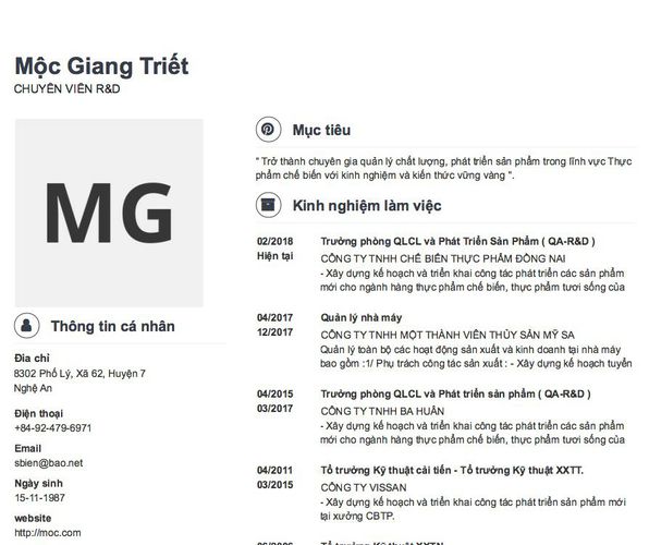 Gợi ý cách viết Mẫu CV tham khảo CHUYÊN VIÊN R&D