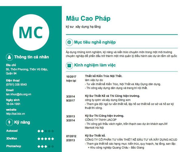 Gợi ý cách viết Mẫu CV tham khảo kỹ sư  xây dựng hạ tầng