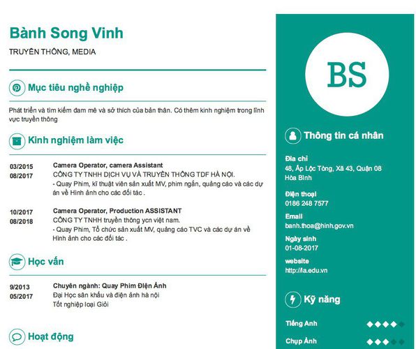 Gợi ý cách viết Mẫu CV tham khảo TRUYỀN THÔNG, MEDIA