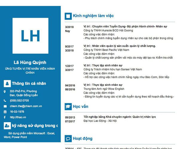 Gợi ý cách viết Mẫu CV tham khảo ỨNG TUYỂN VỊ TRÍ NHÂN VIÊN HÀNH CHÍNH