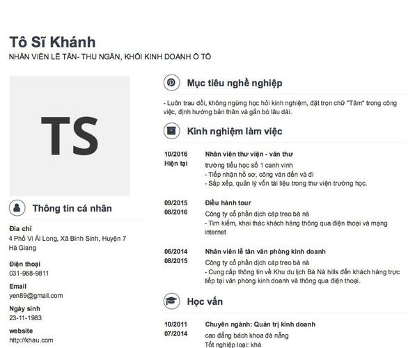 Gợi ý cách viết Mẫu CV tham khảo NHÂN VIÊN LỄ TÂN- THU NGÂN, KHỐI KINH DOANH Ô TÔ