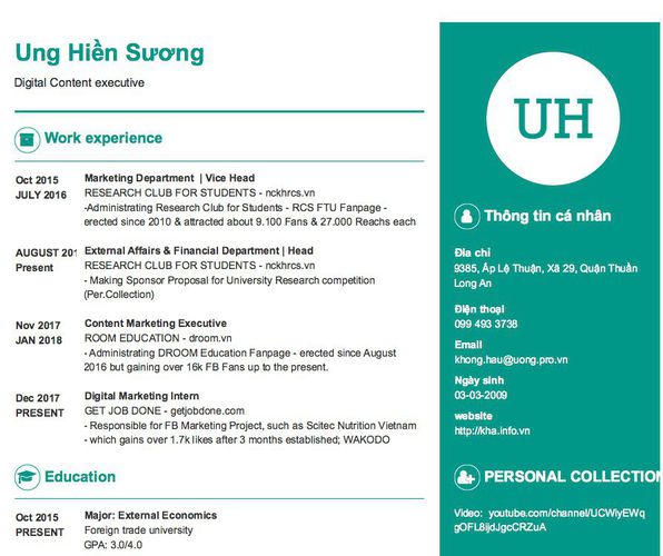 Mẫu CV Digital Content executive