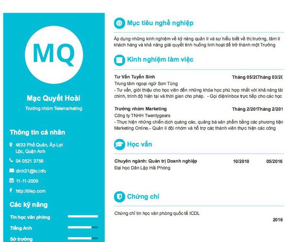 Gợi ý cách viết Mẫu CV tham khảo Trưởng nhóm Telemarketing