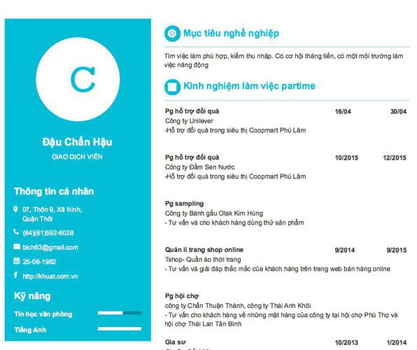 Mẫu CV GIAO DỊCH VIÊN