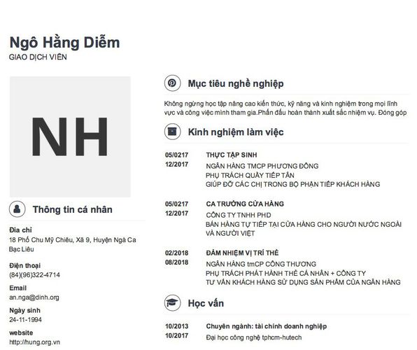 Mẫu CV GIAO DỊCH VIÊN