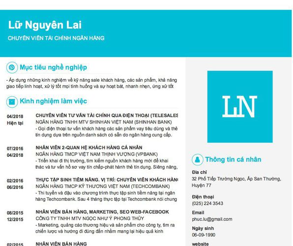 Gợi ý cách viết Mẫu CV tham khảo CHUYÊN VIÊN TÀI CHÍNH NGÂN HÀNG