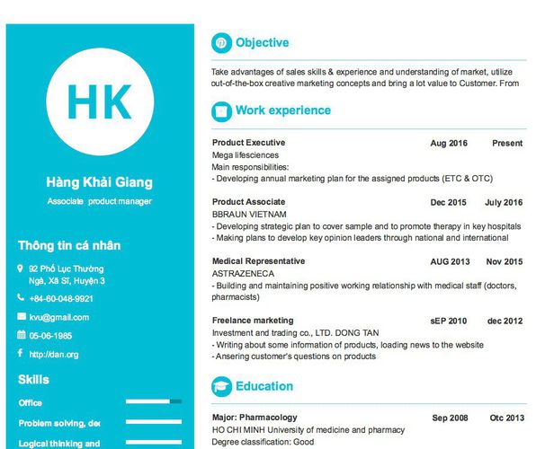 Mẫu CV Associate  product manager
