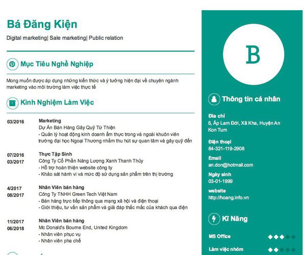 Gợi ý cách viết Mẫu CV tham khảo Digital marketing| Sale marketing| Public relation