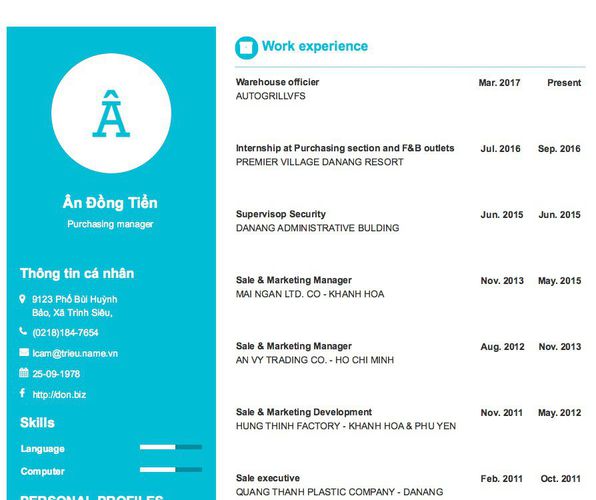 Mẫu CV Purchasing manager