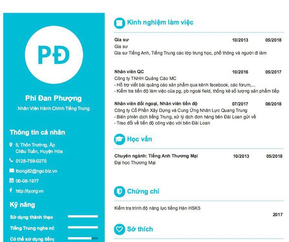 Gợi ý cách viết Mẫu CV tham khảo Nhân Viên Hành Chính Tiếng Trung
