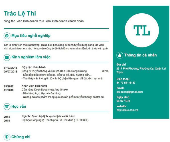 Gợi ý cách viết Mẫu CV tham khảo cộng tác  viên kinh doanh tour  khối kinh doanh khách đoàn