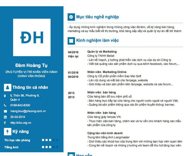 Gợi ý cách viết Mẫu CV tham khảo ỨNG TUYỂN VỊ TRÍ NHÂN VIÊN HÀNH CHÍNH VĂN PHÒNG