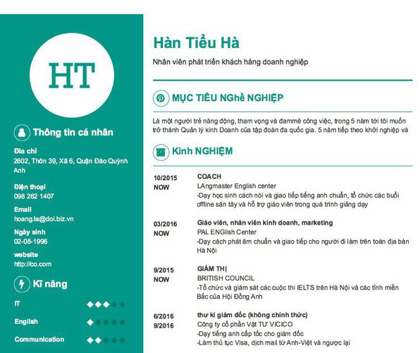 Gợi ý cách viết Mẫu CV tham khảo Nhân viên phát triển khách hàng doanh nghiệp