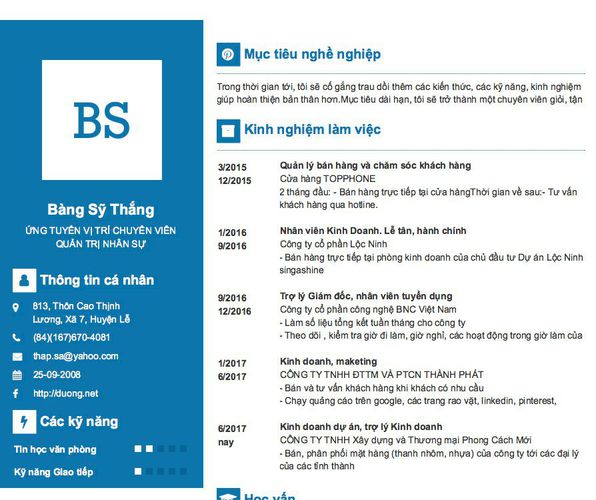 Gợi ý cách viết Mẫu CV tham khảo ỨNG TUYỂN VỊ TRÍ CHUYÊN VIÊN QUẢN TRỊ NHÂN SỰ