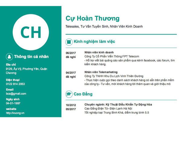 Gợi ý cách viết Mẫu CV tham khảo Telesales, Tư Vấn Tuyển Sinh, Nhân Viên Kinh Doanh