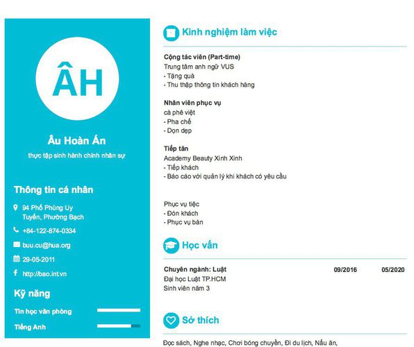 Gợi ý cách viết Mẫu CV tham khảo thực tập sinh hành chính nhân sự