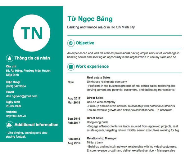 Gợi ý cách viết Mẫu CV tham khảo Banking and finance major in Ho Chi Minh city