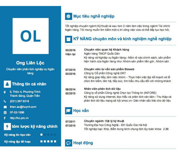 Gợi ý cách viết Mẫu CV tham khảo Chuyên viên phân tích nghiệp vụ Ngân hàng