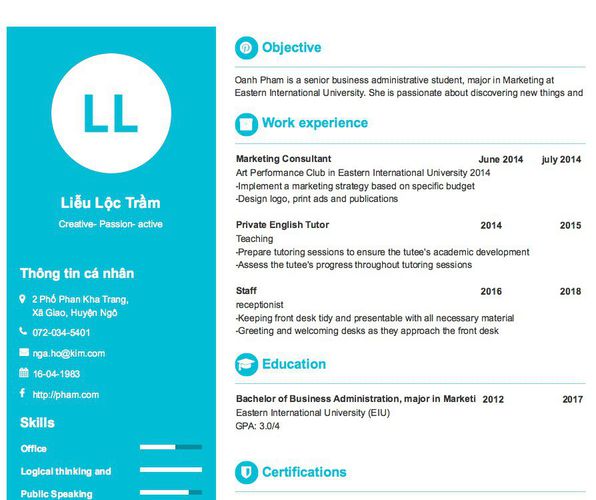 Mẫu CV Creative- Passion- active