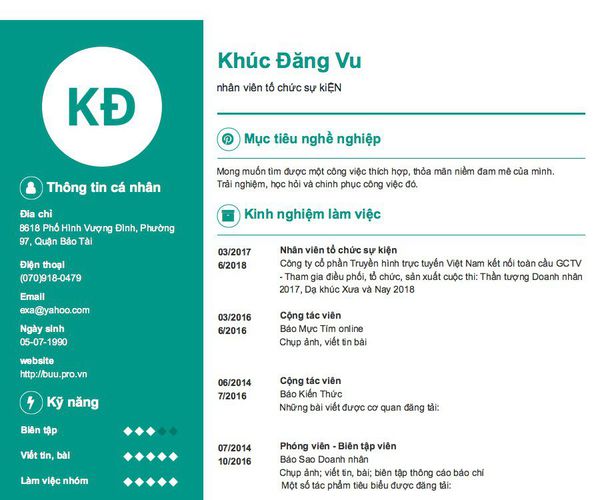 Mẫu CV nhân viên tổ chức sự kiỆN