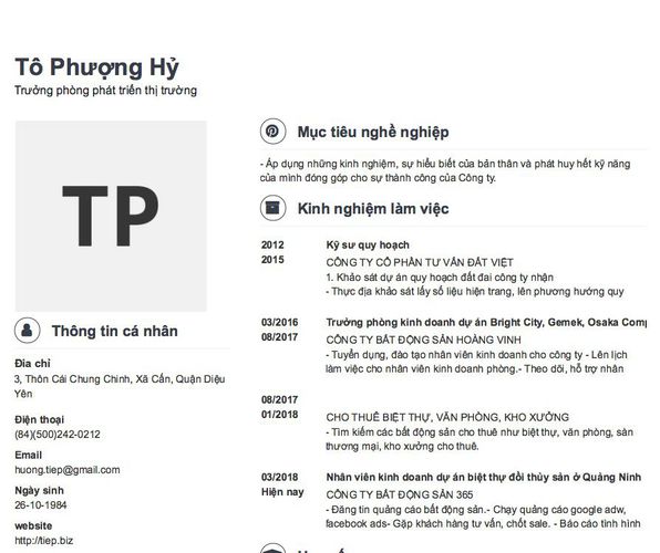 Gợi ý cách viết Mẫu CV tham khảo Trưởng phòng phát triển thị trường