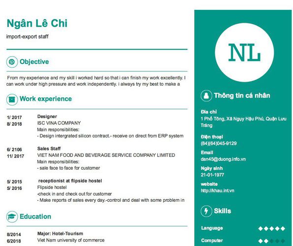 Mẫu CV import-export staff