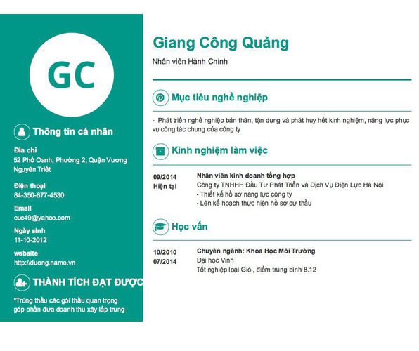 Mẫu CV Nhân viên Hành Chính