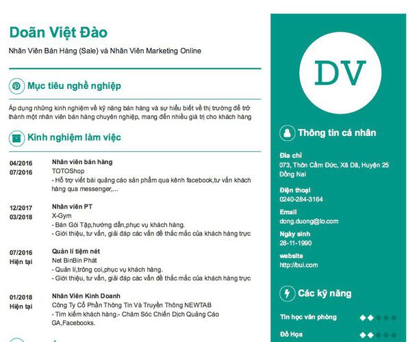 Gợi ý cách viết Mẫu CV tham khảo Nhân Viên Bán Hàng (Sale) và Nhân Viên Marketing Online