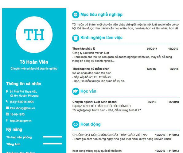 Gợi ý cách viết Mẫu CV tham khảo Chuyên viên pháp chế doanh nghiệp