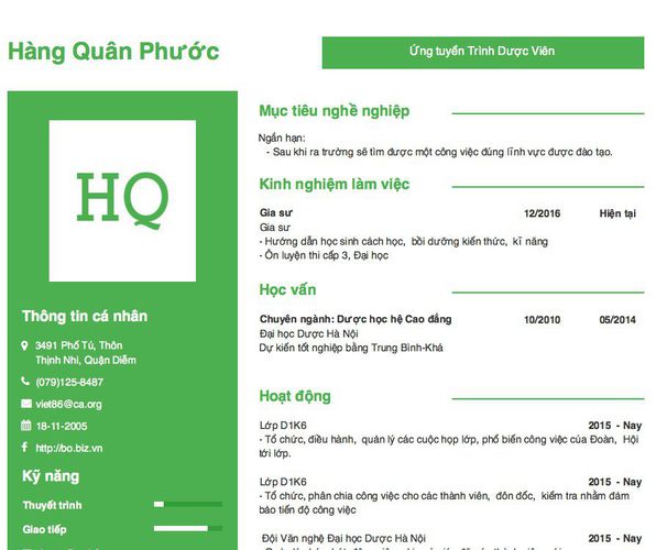 Gợi ý cách viết Mẫu CV tham khảo Ứng tuyển Trình Dược Viên