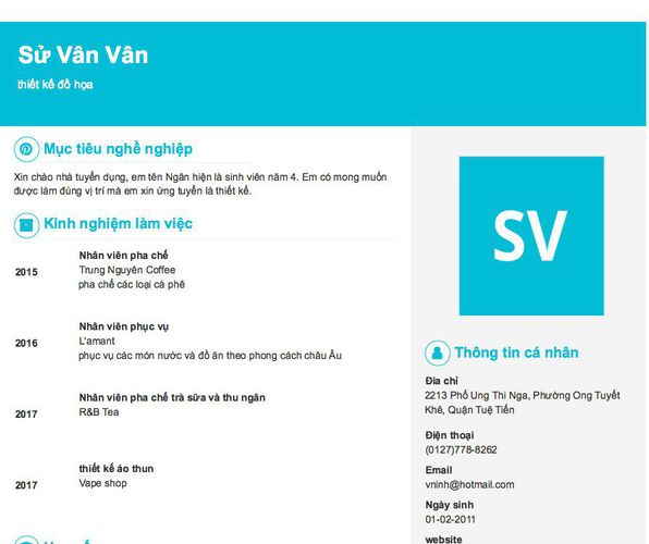 Mẫu CV thiết kế đồ họa