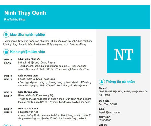 Gợi ý cách viết Mẫu CV tham khảo Phụ Tá Nha Khoa