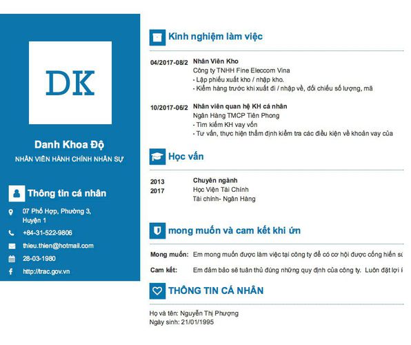 Mẫu CV NHÂN VIÊN HÀNH CHÍNH NHÂN SỰ
