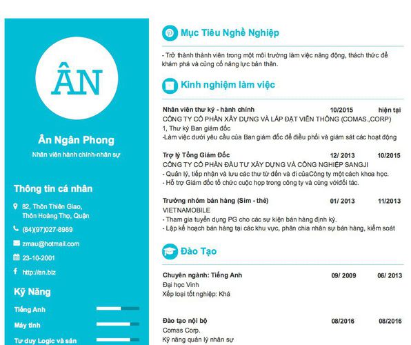 Mẫu CV Nhân viên hành chính-nhân sự