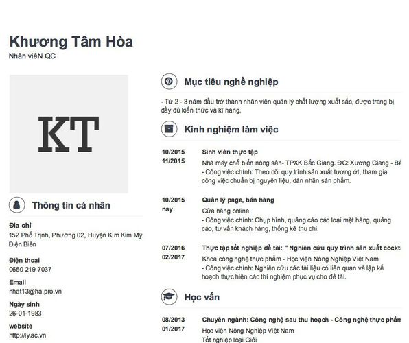 Gợi ý cách viết Mẫu CV tham khảo Nhân viêN QC