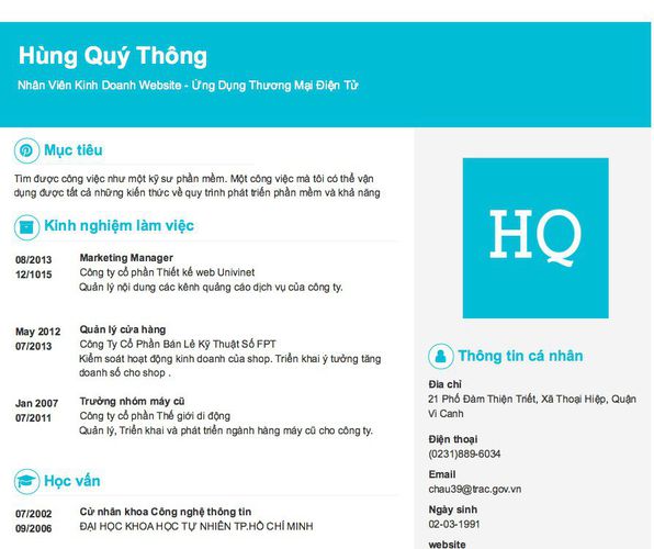 Gợi ý cách viết Mẫu CV tham khảo Nhân Viên Kinh Doanh Website - Ứng Dụng Thương Mại Điện Tử