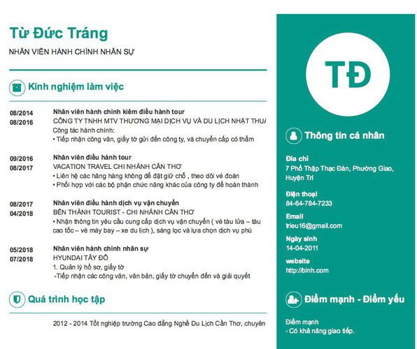 Mẫu CV NHÂN VIÊN HÀNH CHÍNH NHÂN SỰ