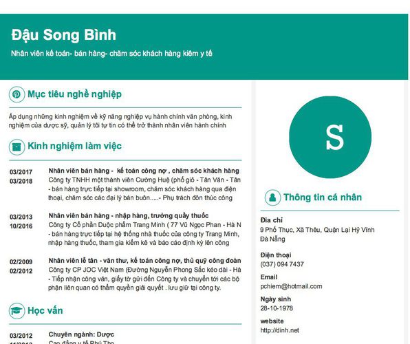 Gợi ý cách viết Mẫu CV tham khảo Nhân viên kế toán- bán hàng- chăm sóc khách hàng kiêm y tế