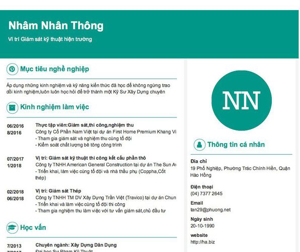 Gợi ý cách viết Mẫu CV tham khảo Ví trí Giám sát kỹ thuật hiện trường