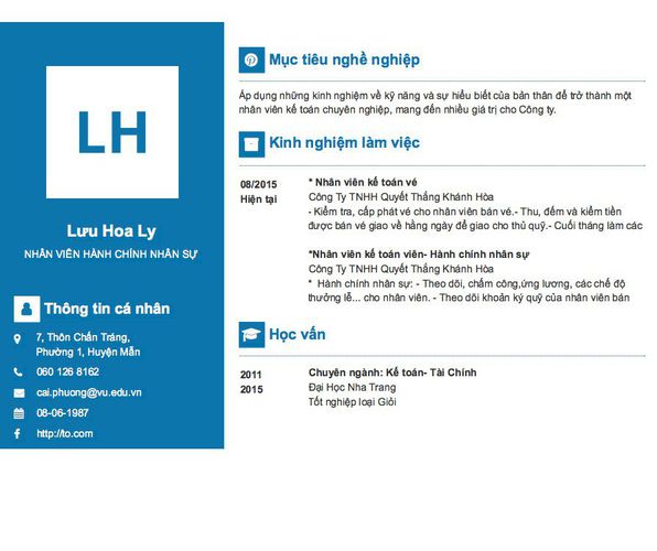 Mẫu CV NHÂN VIÊN HÀNH CHÍNH NHÂN SỰ