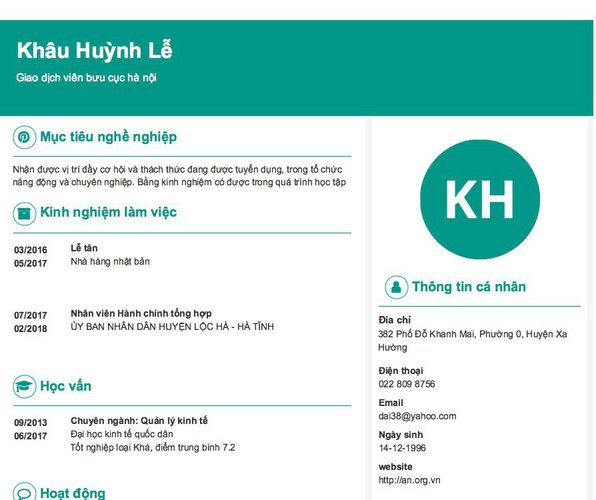 Gợi ý cách viết Mẫu CV tham khảo Giao dịch viên bưu cục hà nội