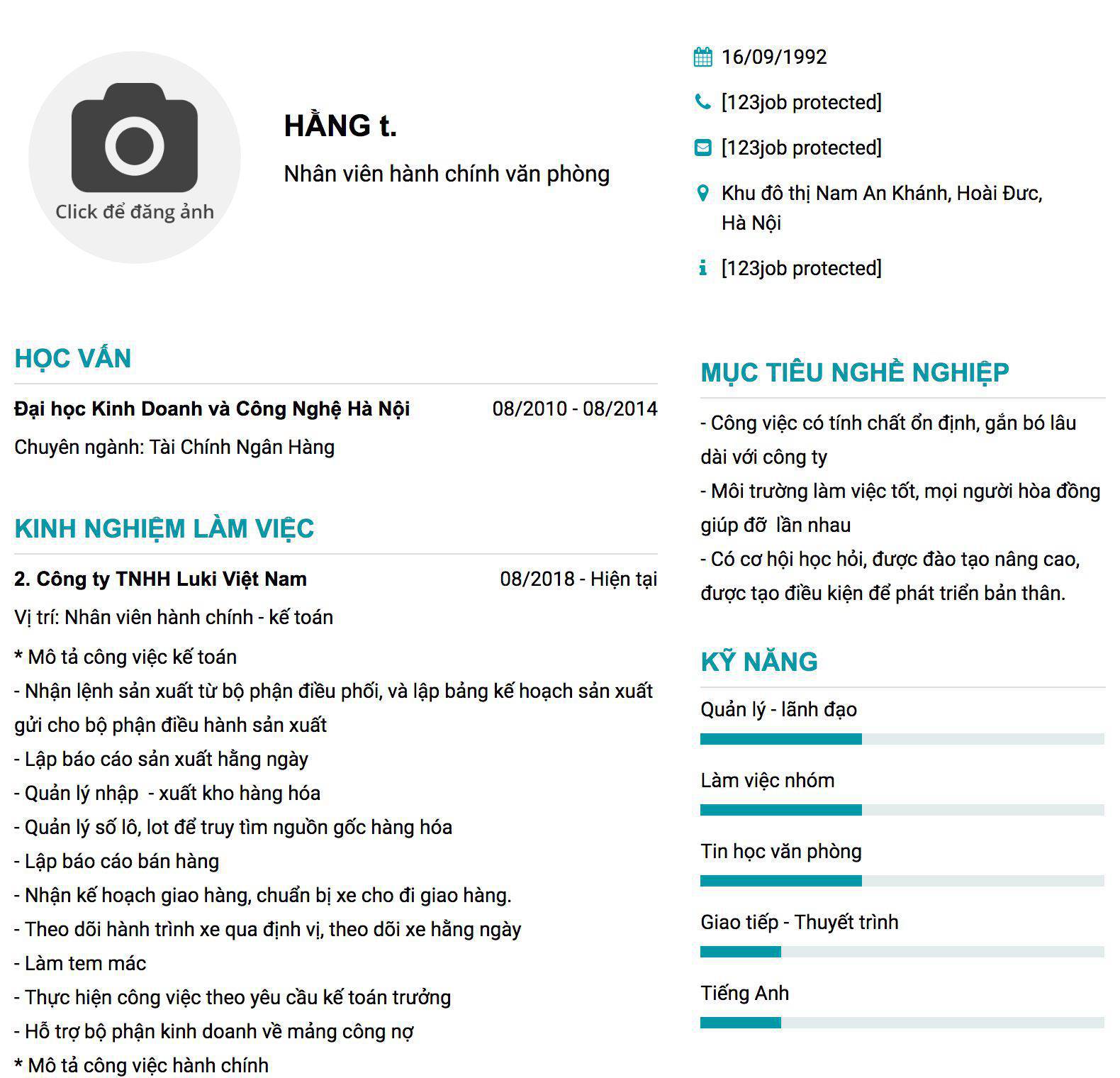 Gợi ý cách viết Mẫu CV tham khảo Nhân viên hành chính văn phòng 