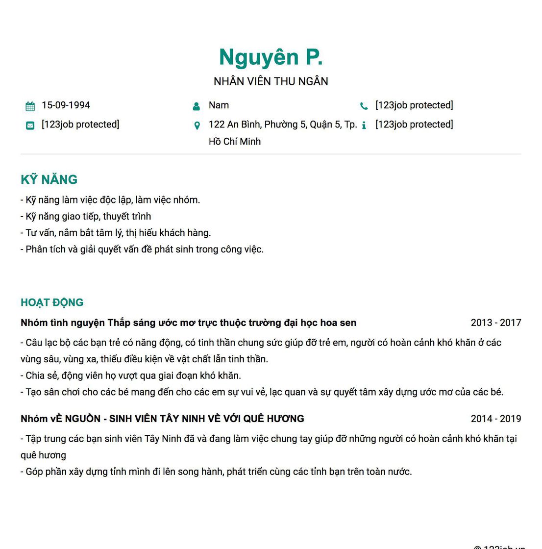 Gợi ý cách viết Mẫu CV tham khảo Nhân Viên Thu Ngân 