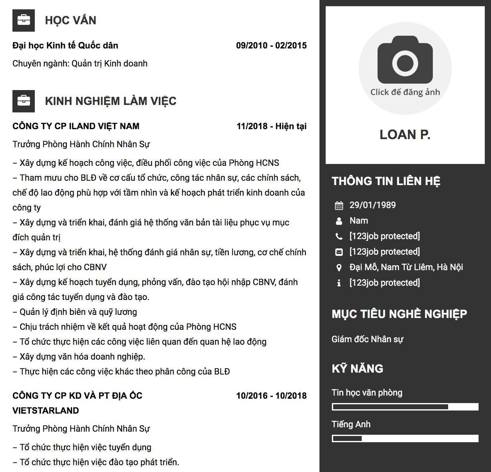 Gợi ý cách viết Mẫu CV tham khảo Trưởng Phòng Hành Chính Nhân Sự 