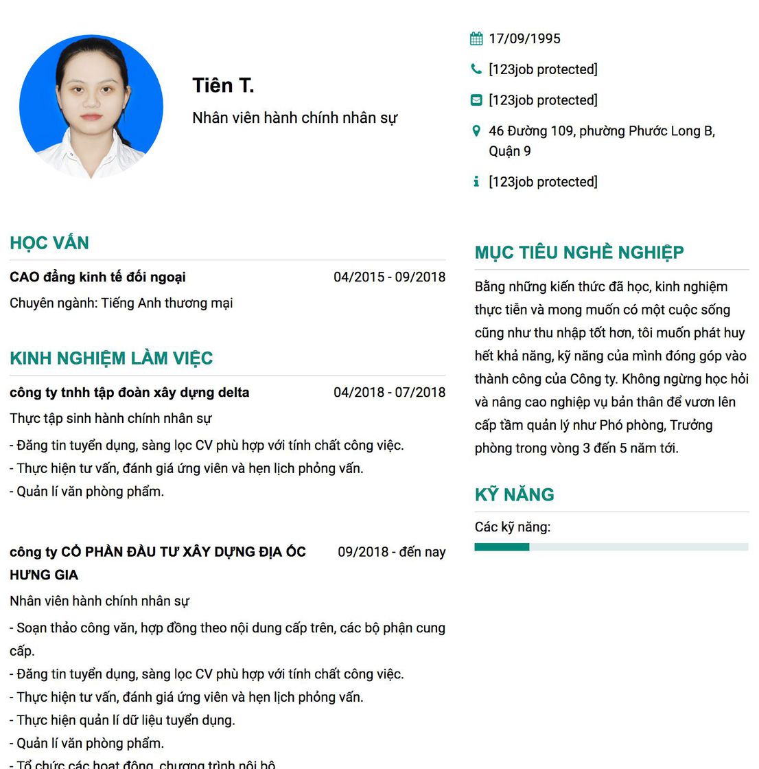 Gợi ý cách viết Mẫu CV tham khảo Nhân viên hành chính nhân sự 