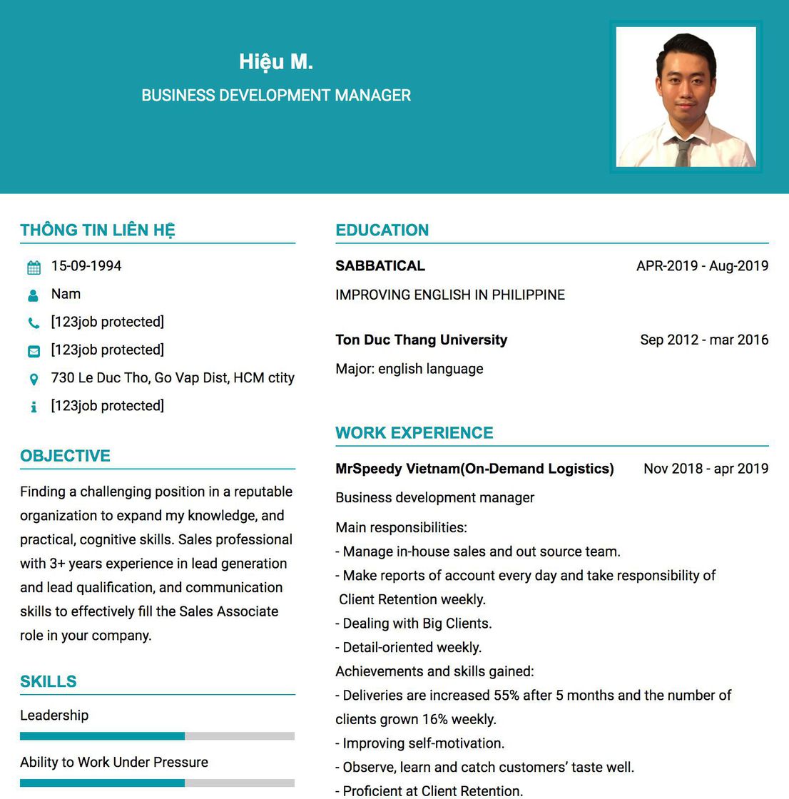 Gợi ý cách viết Mẫu CV tham khảo Business Development Manager 