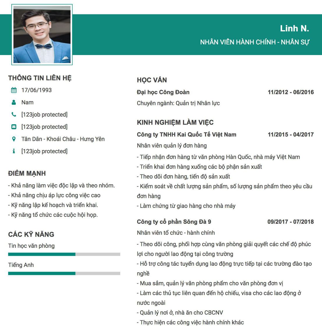 Gợi ý cách viết Mẫu CV tham khảo Nhân viên hành chính - nhân sự 